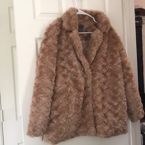 Champagne Pink faux fur jacket.